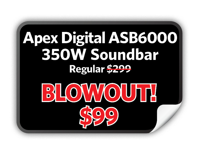 Apex Digital ASB6000 Soundbar, $99